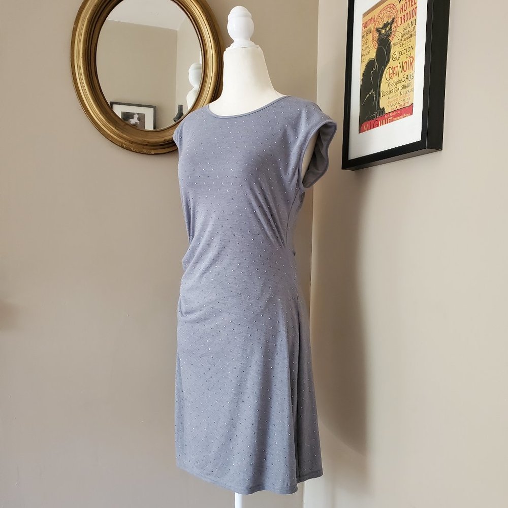 Rebecca Taylor RARE Gray Dress - Nailhead Sheath Dress Size Small Like New - Picture 3 of 16